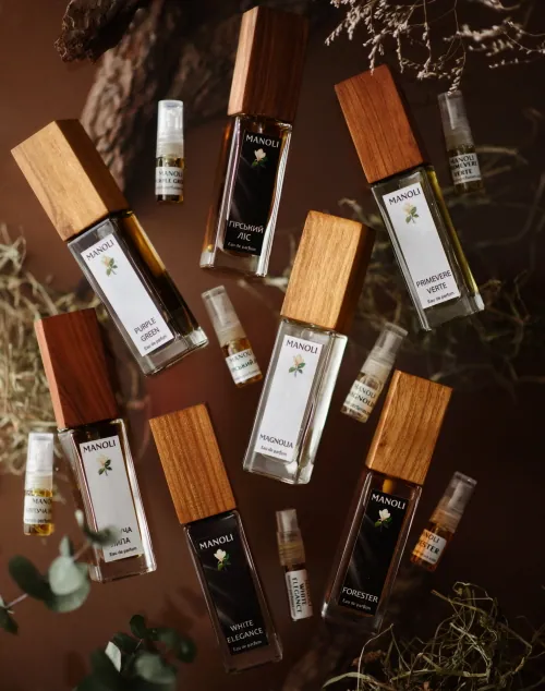 An assortment of Manoli perfumes